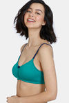 Zivame Beautiful Basics Double Layered Non Wired 3/4th Coverage T-Shirt Bra - Harbor Blue — thumbnail 4